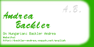 andrea backler business card